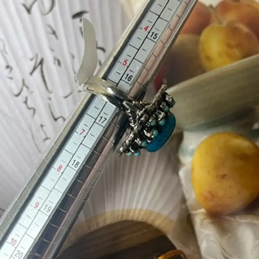 Vintage Silver Tone and Blue Stone Cocktail Ring